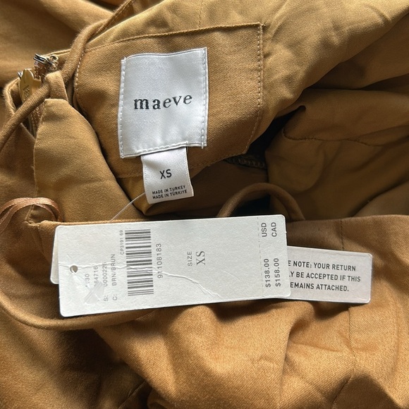Anthropologie Maeve Drop Waist Mini Dress Brown Open Back Fit Flare Sz XS NEW - Picture 8 of 14